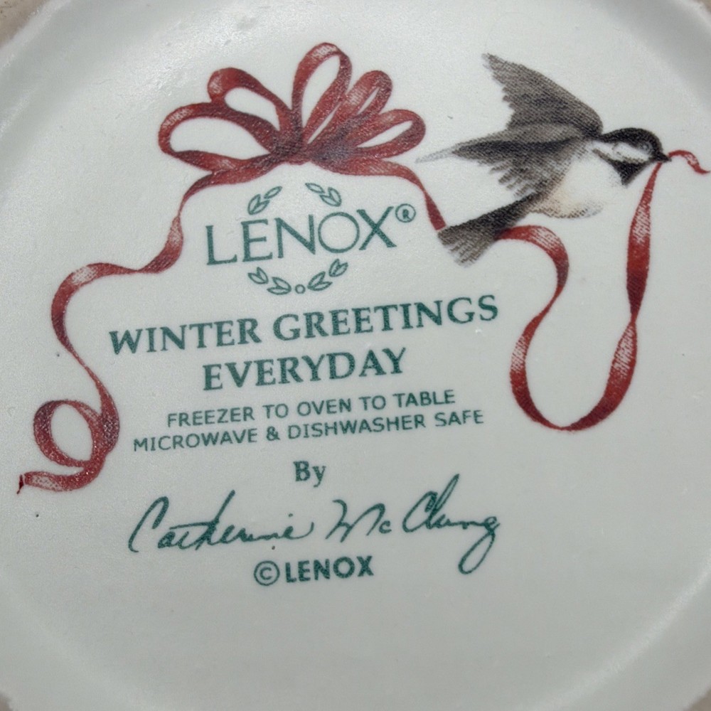 Lenox Dinnerware Winter Greetings Everyday Pattern Cup - Chickadee Winter Berry