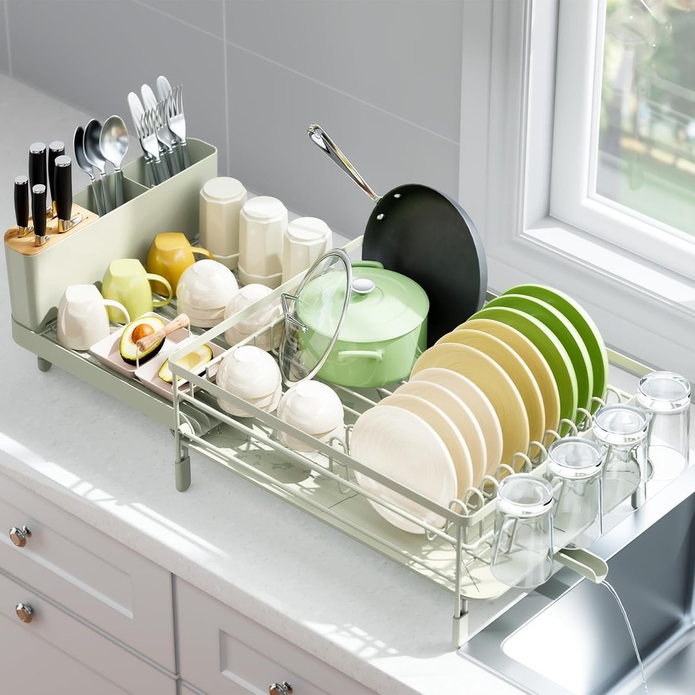 Large Dish Drying Rack Expandable Dish Racks Kitchen Counter Multifunctional