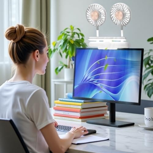 Space-Saving Clip Fan Light, USB-Powered Cooling 3D Fan Study Glacier Silver