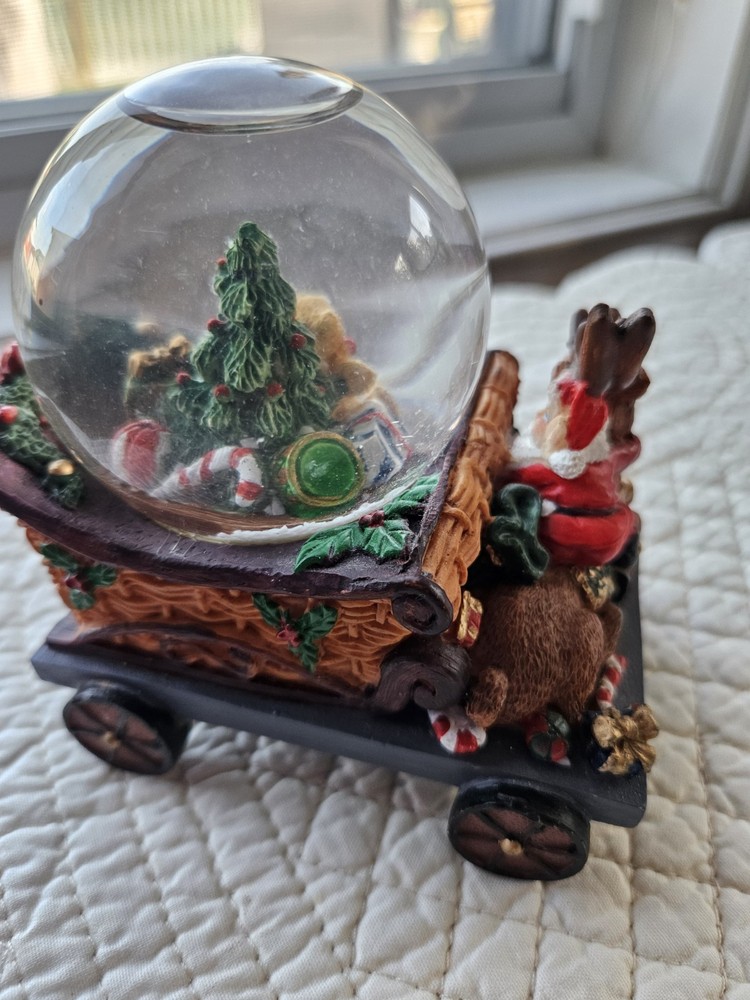 Christmas Globe with Tree & Presents on Train Car/Sleigh.