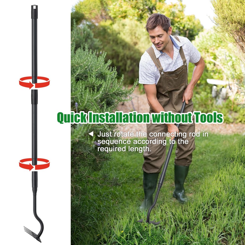 Hoe Garden Tool, Weed Puller Tool Garden Weeding Rake Long Handle 56 inch, 4 ...