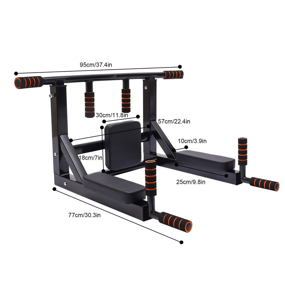 Wall Mounted Raise Dip Station Pull Up Bar Home Vertical Knee Exercise Equipment
