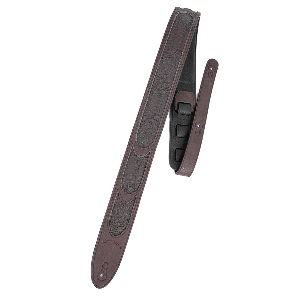 Walker & Williams G-802 Cognac Leather Strap with Dark Gator Inserts Padded Back