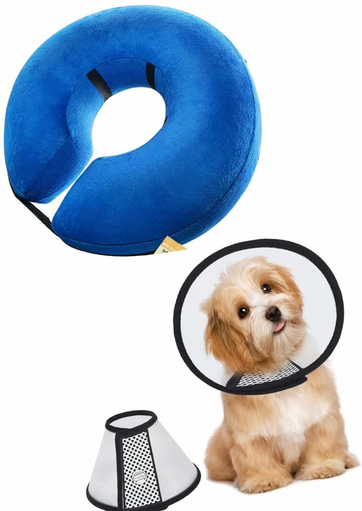 Vivifying Soft Inflatable Dog Cone with Adjustable Recovery Pet Cone, Blue