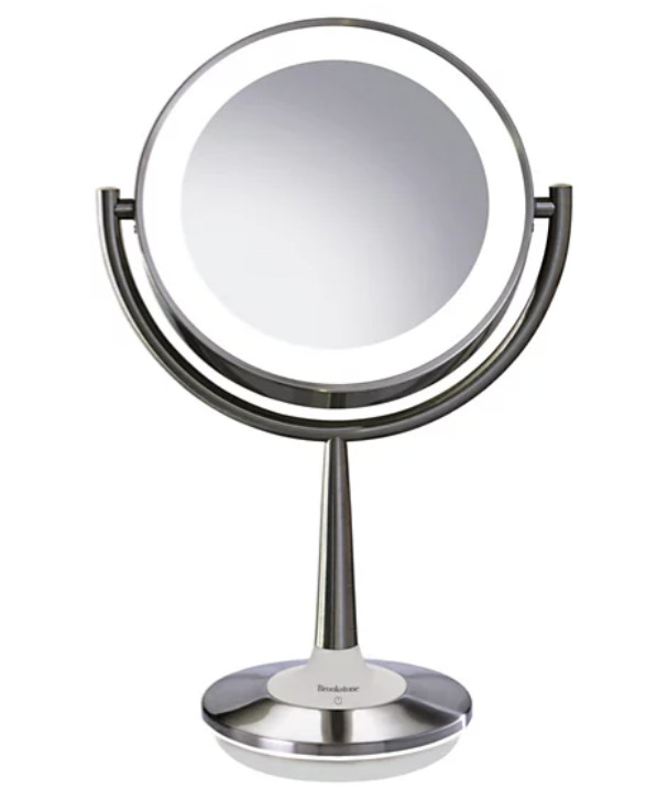 Brookstone Cordless Illuminated Magnifying Makeup Mirror with Auto Night Light