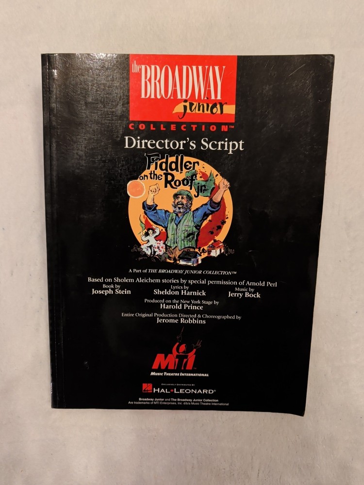 Fiddler On The Roof Director’s Script MTI Broadway Junior Musical Book