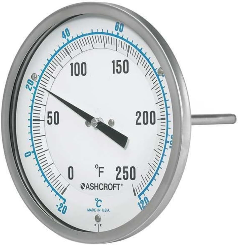 Dial Thermometer, 6In Dial, 10-290 Deg. C