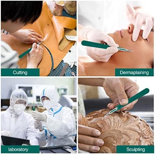 Sharp Disposable Scalpel Blades - 10PC Set with Safety Covers & Ruler Handle