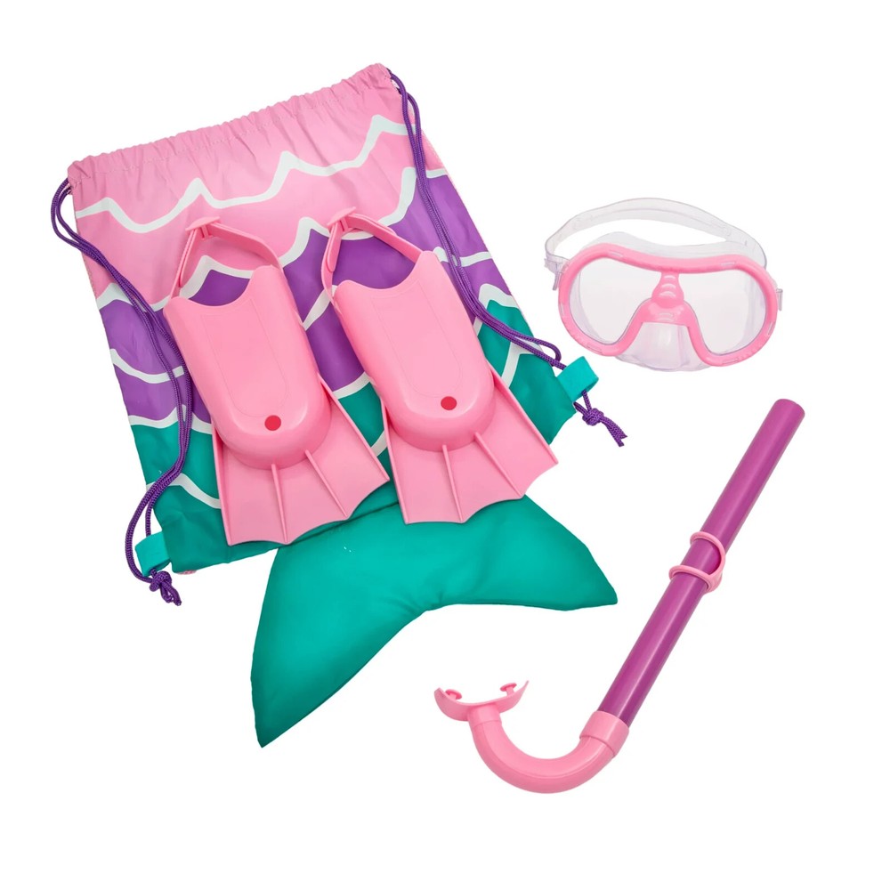 Dolfino Childs Snorkel Set Mermaid With Drawstring Back Pack New!