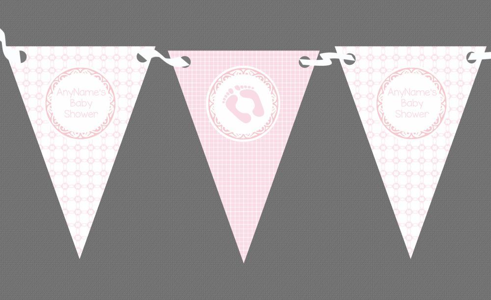 Pink Patterned Personalised Baby Shower Bunting