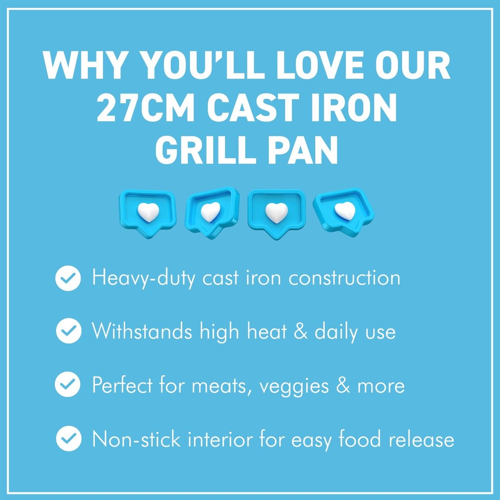 Cast Iron Grill Pan 27cm