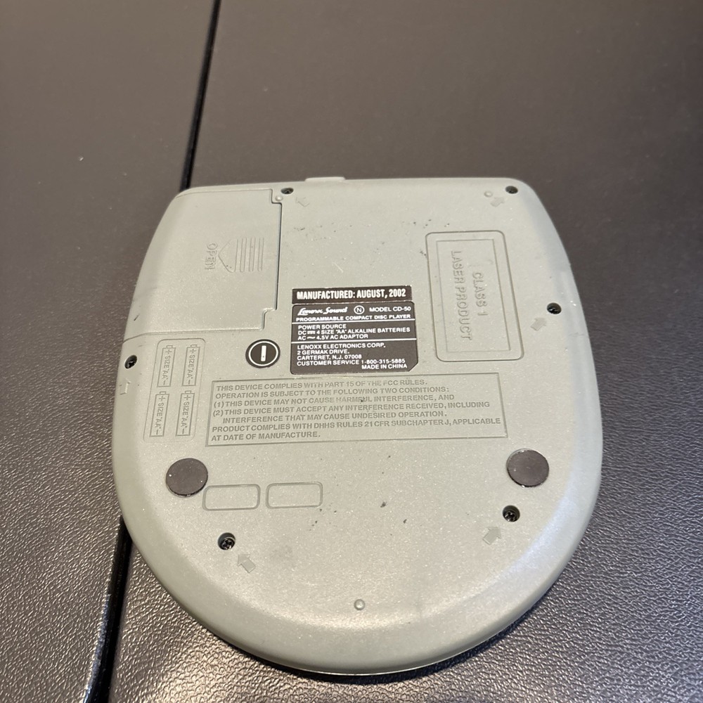 Lenoxx Sound CD-50 Portable CD Player Programmable With Repeat Power Tested