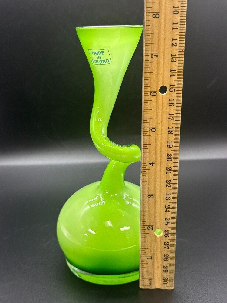 Amazing 8" Poland green bud vase
