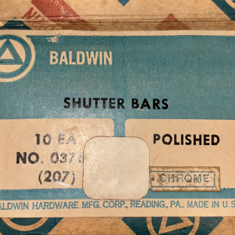 NOS Vintage Baldwin Heavy Wrought Brushed Chrome Shutter Bar Latch