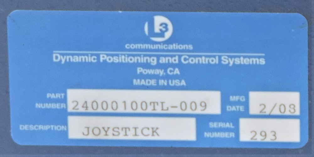 L3 Communications Joystick P/N 24000130TL-005 Dynamic Positions & Control System