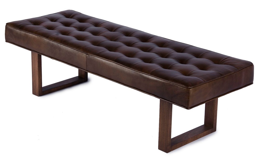 Retro - Modern Genuine Leather Bench, Ottoman, Coffee Table
