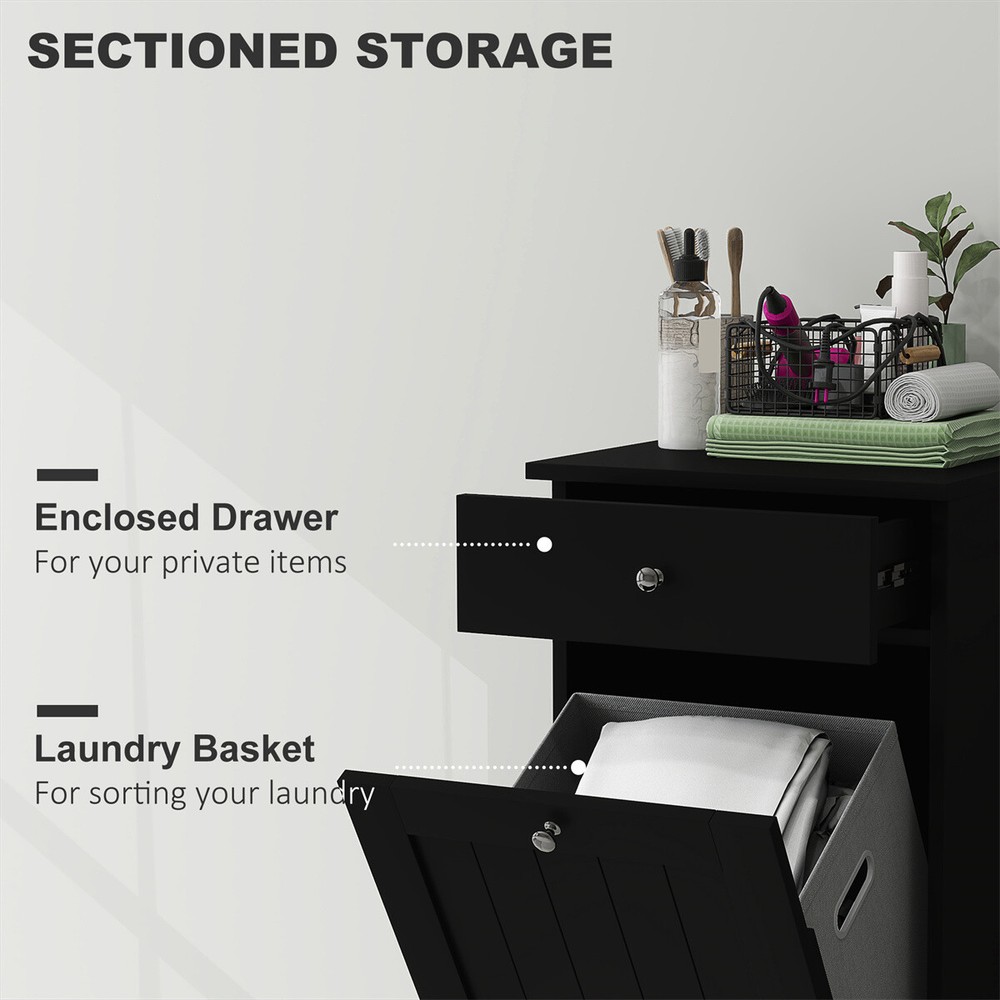 Laundry Hamper Cabinet Storage Cabinet Black