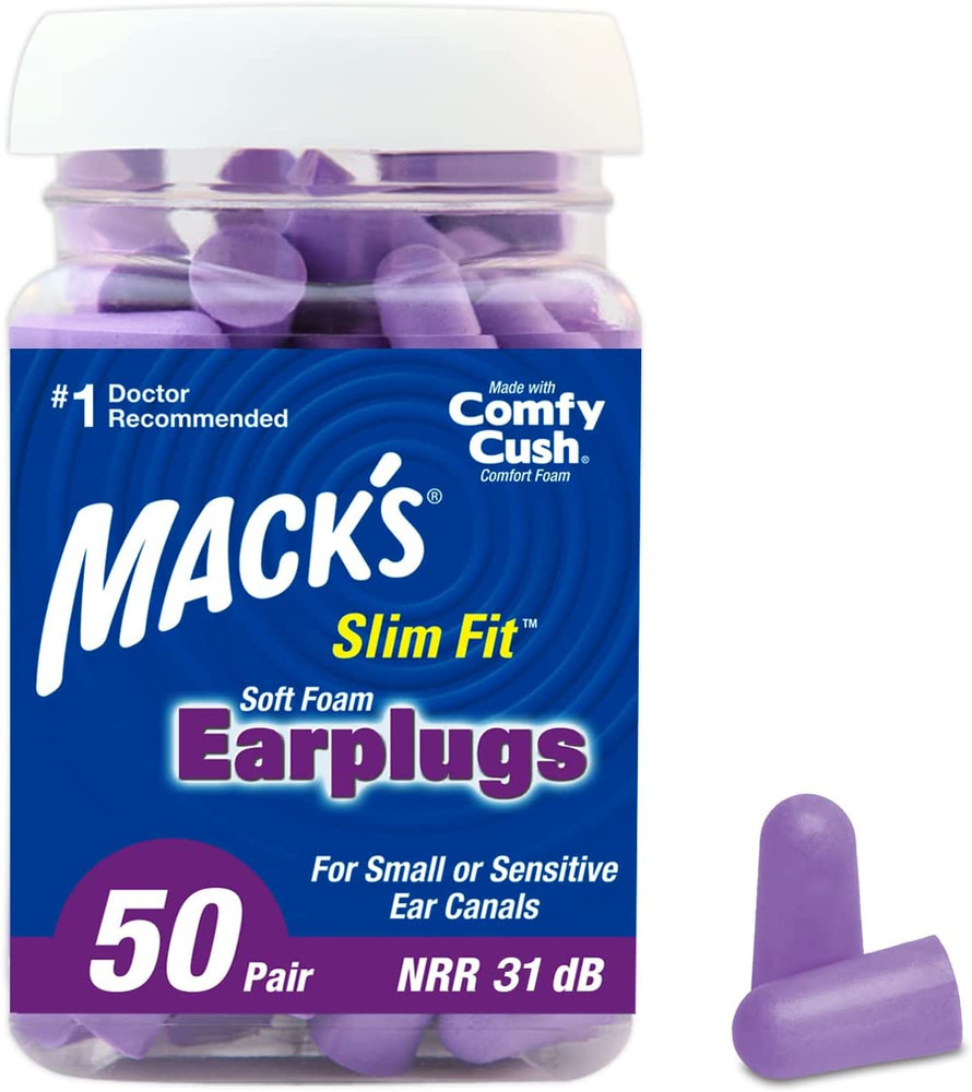 Mack's Slim Fit Soft Foam Ear Plugs 100 Count Comfortable Ear Protection