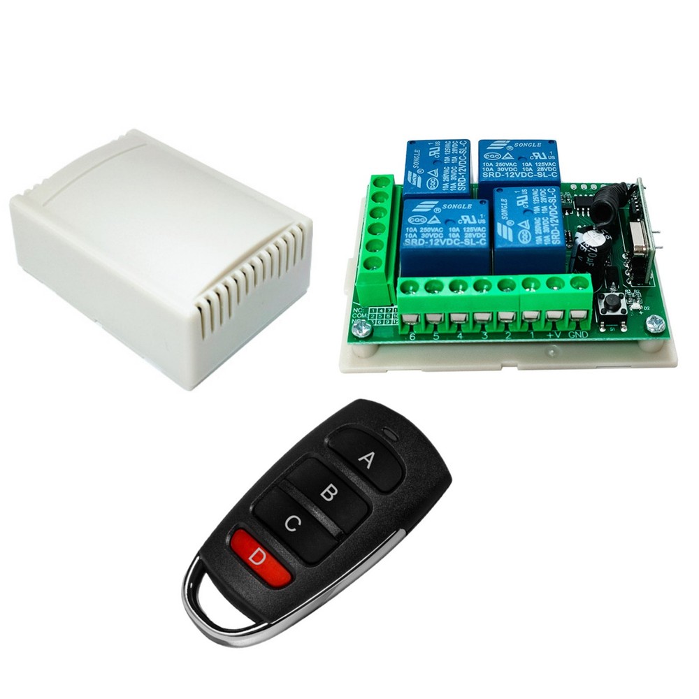 New QIACHIP 4CH Channel Relay Switch Transmitter+Receiver Remote Control