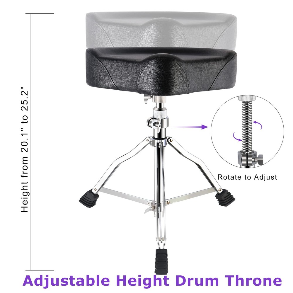 Drum Throne Adjustable Height, Drum Stools Rotatable Padded Motorcycle Style ...