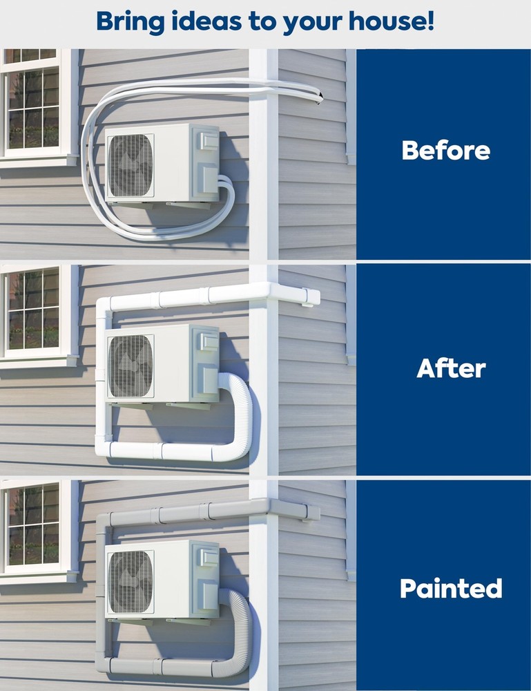 Central AC Line Cover, 13Ft Mini Split, Paintable PP, White