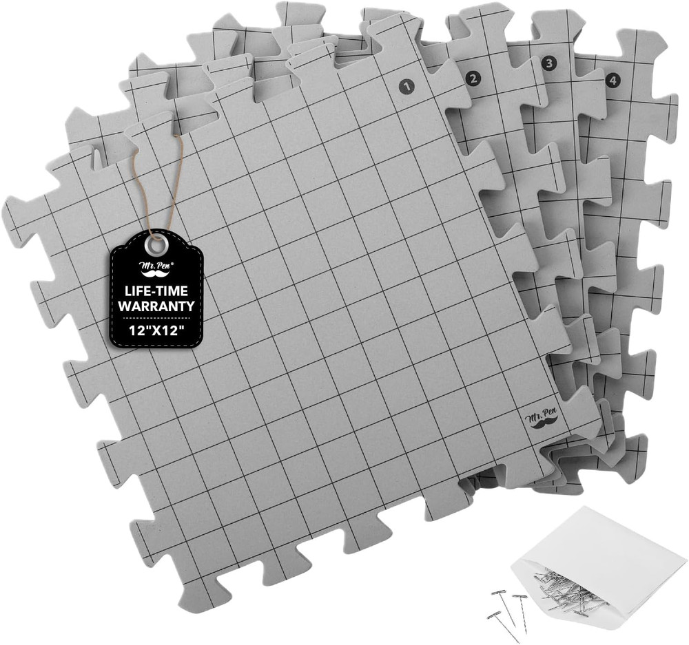 Mr. Pen- Interlocking Blocking Mats, 12”X12”, 4 Pack, Blocking Mats for Knitting