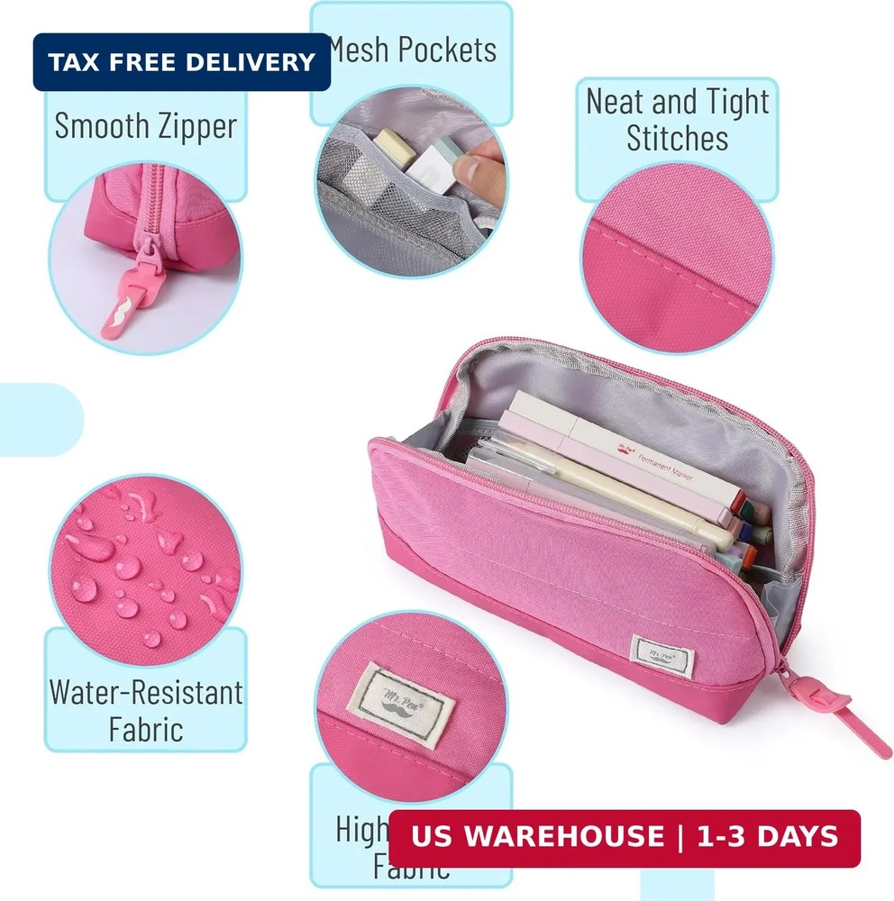 Mr. Pen- Fabric Pencil Case Pouch, Pink, Triangular Shape Pencil Pouch