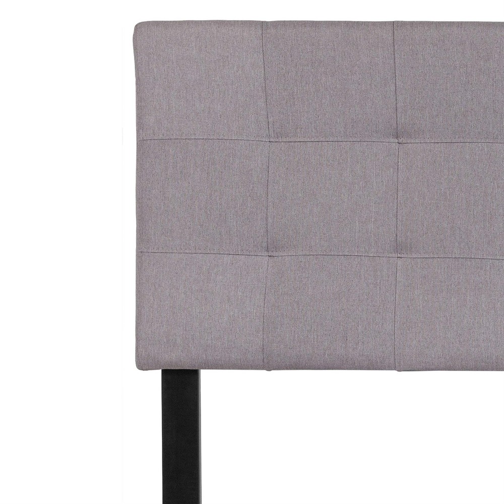 Bowery Hill Modern Tufted Full Panel Headboard in Light Gray