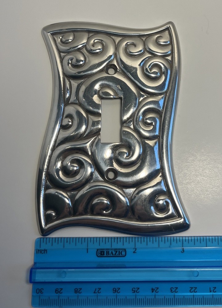Brighton Scroll Light Switch Cover Plate Silver Tone Single Toggle Ornate