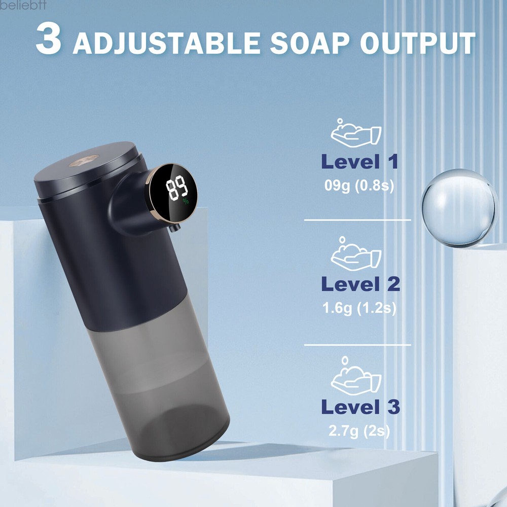 Liquid Automatic Soap Dispenser 10.14OZ Smart Soap Dispenser 3 Levels Adjustable