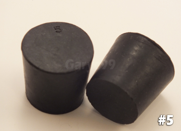 6 #5 Black Natural Rubber Laboratory Stoppers Size 5 SOLID STOPPER PLUG RS-5