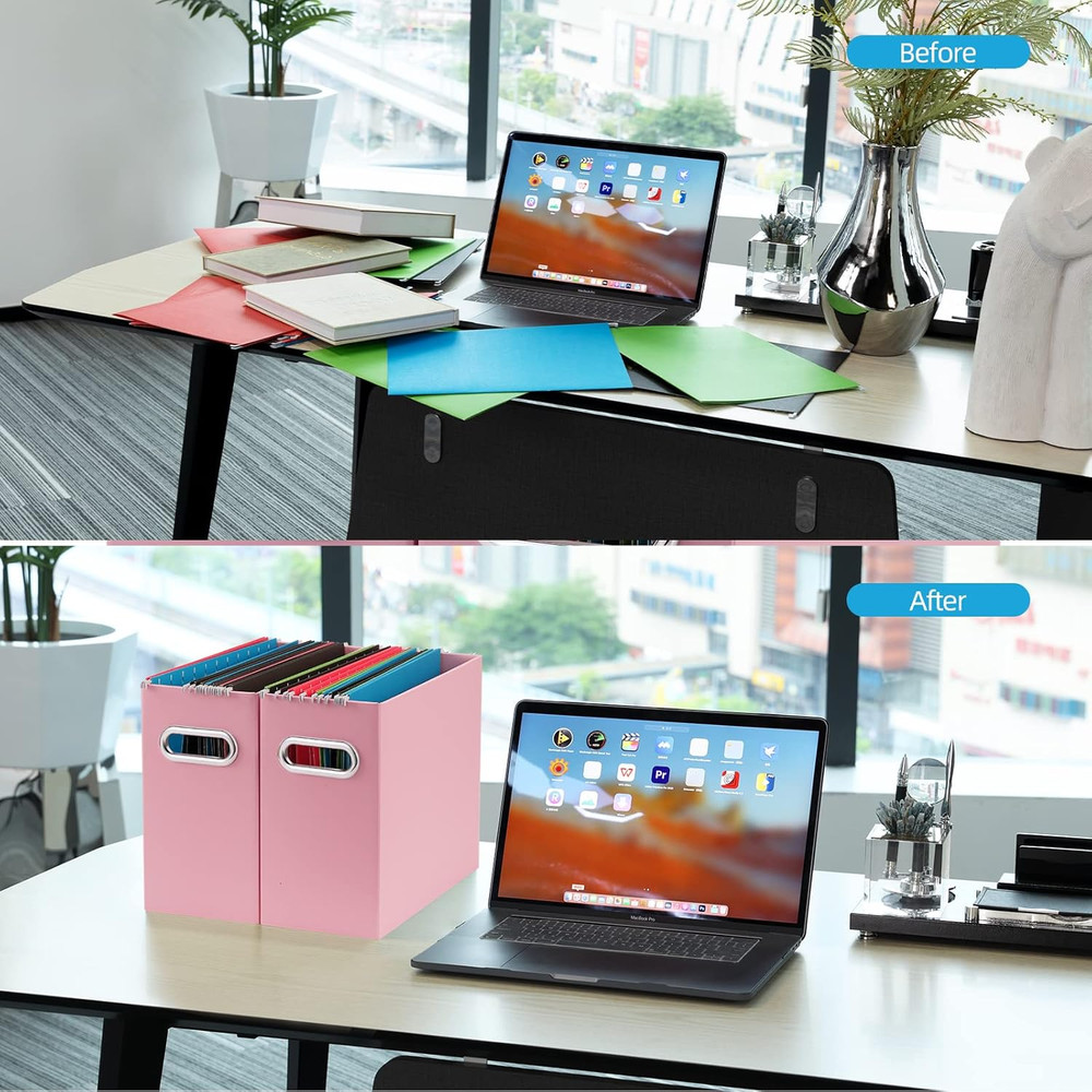 File Organizer, 2 Packs Small Storage Box, Cardboard File Folder Organizer, Coll