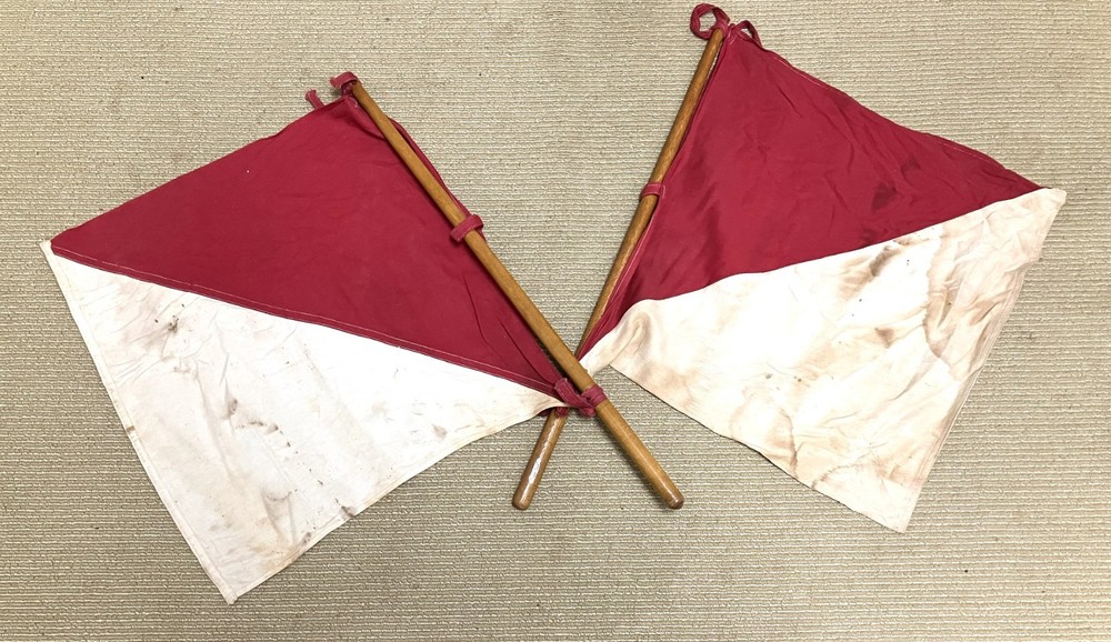 semaphore flags (2) vintage World War one WWI