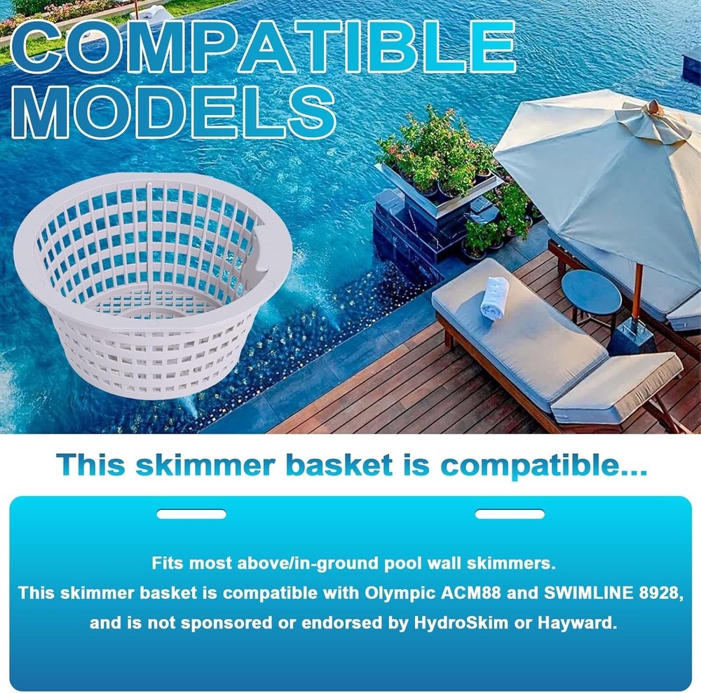 Pool Skimmer Basket Replacement Pack for Swimline Hydrotools 8928 2 Pack