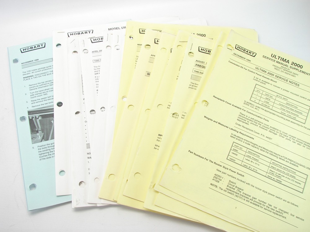 Hobart Ultima 2000 Scale Printer System Service, Operator, Supervisor Manuals +