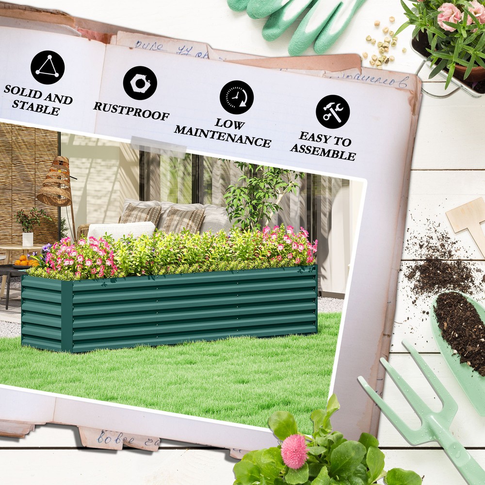 Galvanised Steel Raised Garden Bed Galvanized Planter Green