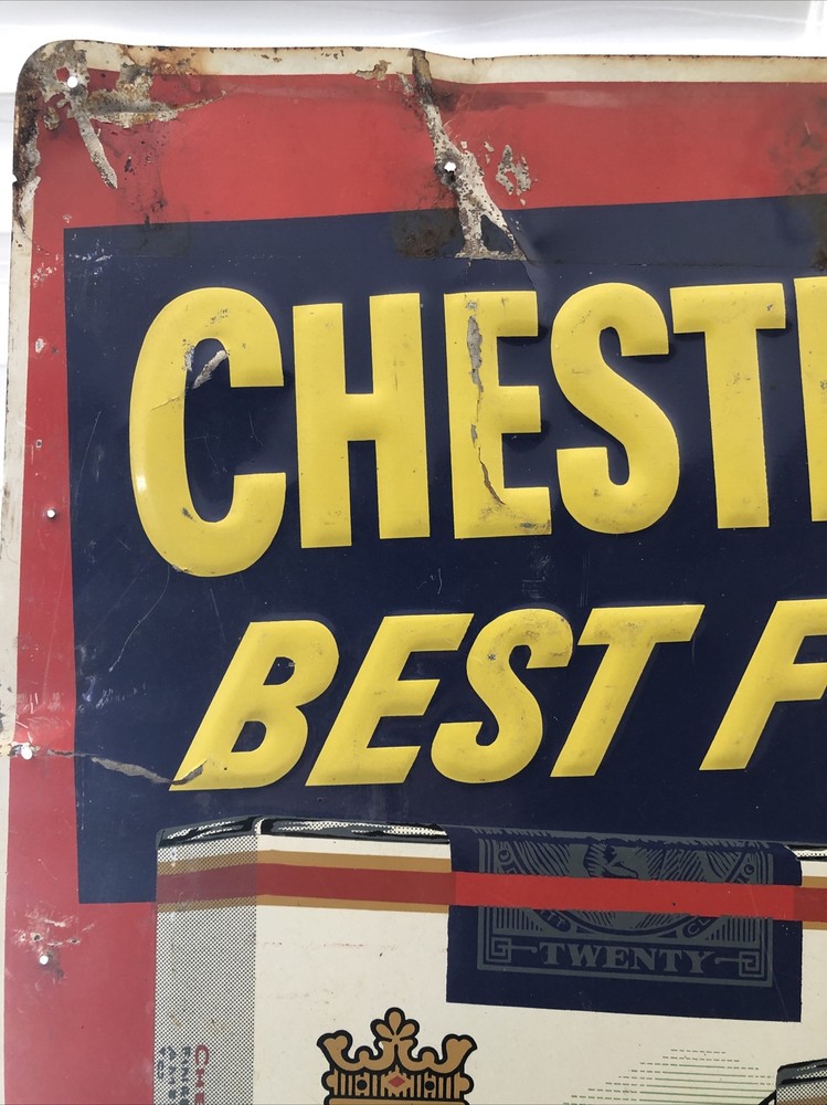Vintage original chesterfield cigarette tin sign￼
