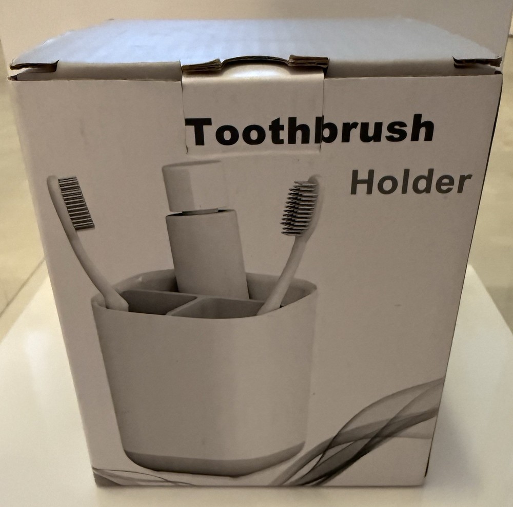 NEW Toothbrush Paste Holder Ventilated Plastic Detachable Base White Gray Dries