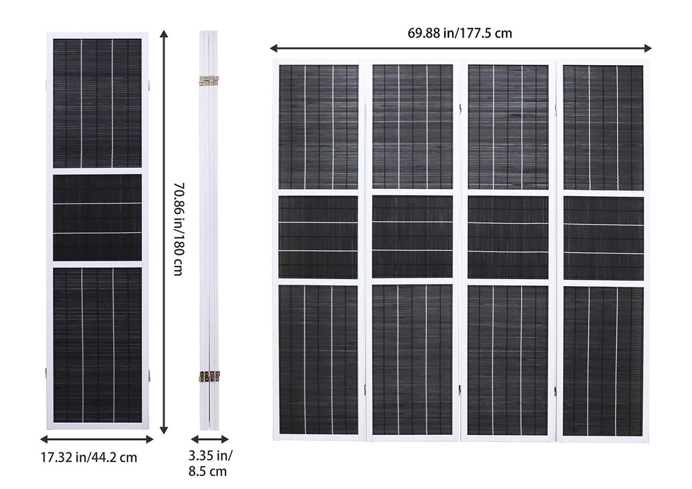 4 Panel 6ft Tall Modern Style Standing Wall Partition Room Divider Panel Indo...