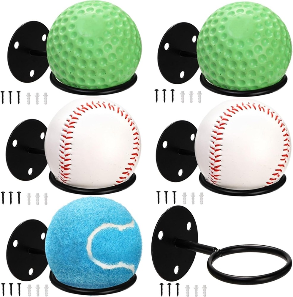 Tebery 6 PCS Baseball Display Wall Holder, Mount black