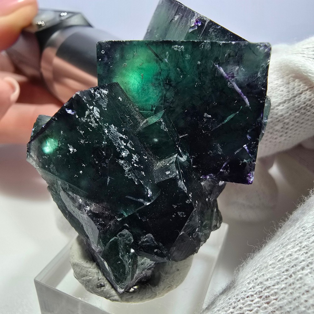 Clear Phantom Fluorite Cube Specimen zonal green purple Okorusu, Namibia
