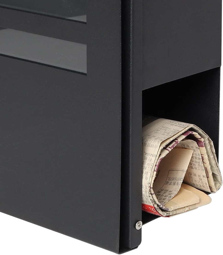 Large Mailbox Wall Mount with Lock, Modern Mailboxes for Outside, Black, 14.4"