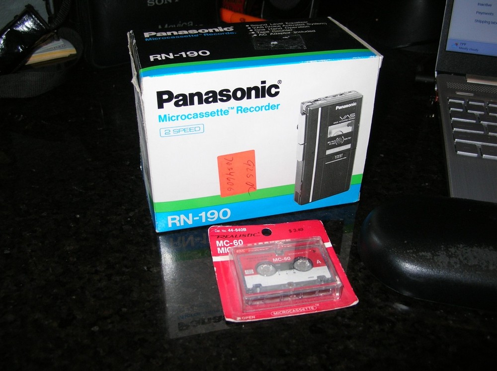 Working Panasonic RN-190 Microcassette Recorder Complete with Box & Instructions