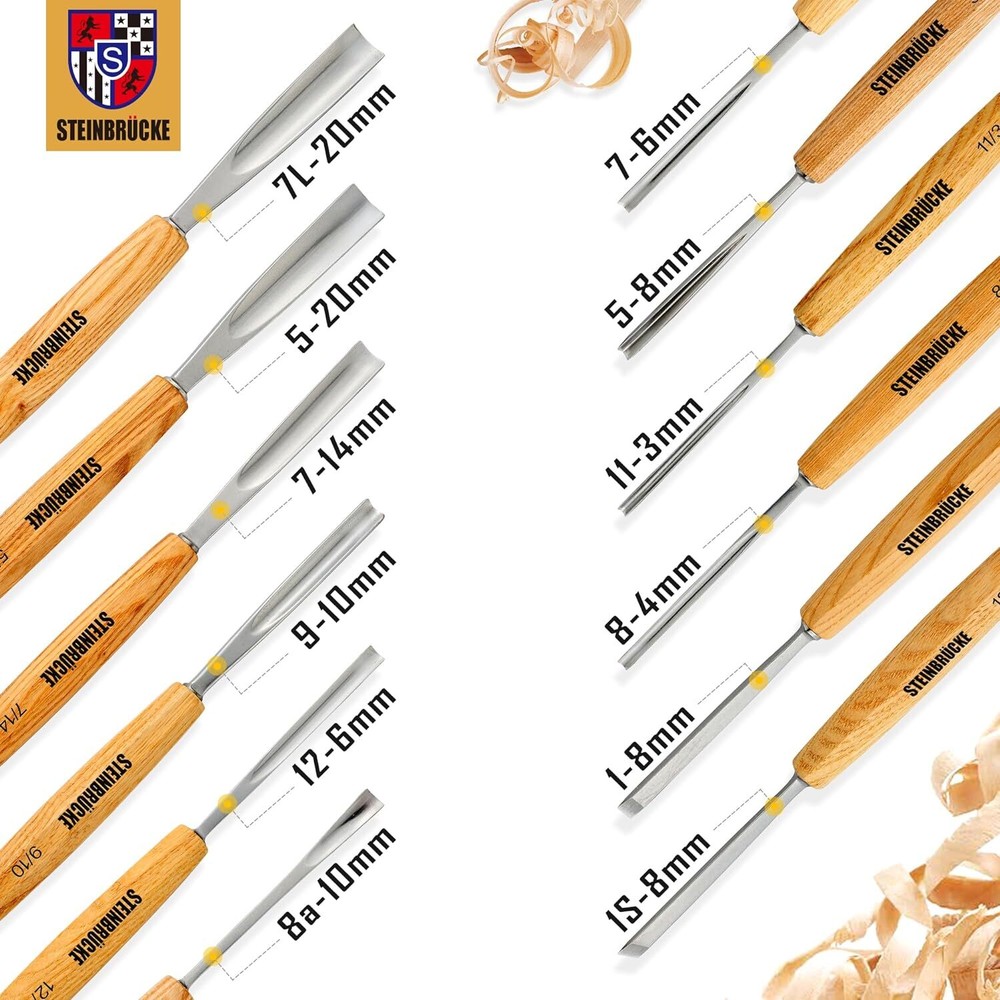 Wood Carving Hand Chisel Tool Set 12pcs Professional Woodworking Gouges Tools US