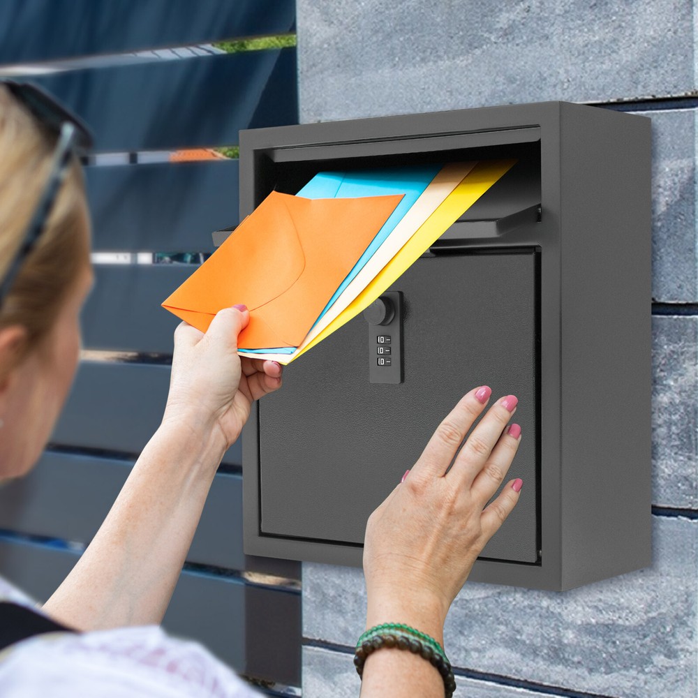 Wall Mount Locking Mailbox Outdoor Drop Box Mail Letter Post Box 10.5x4.7x12??