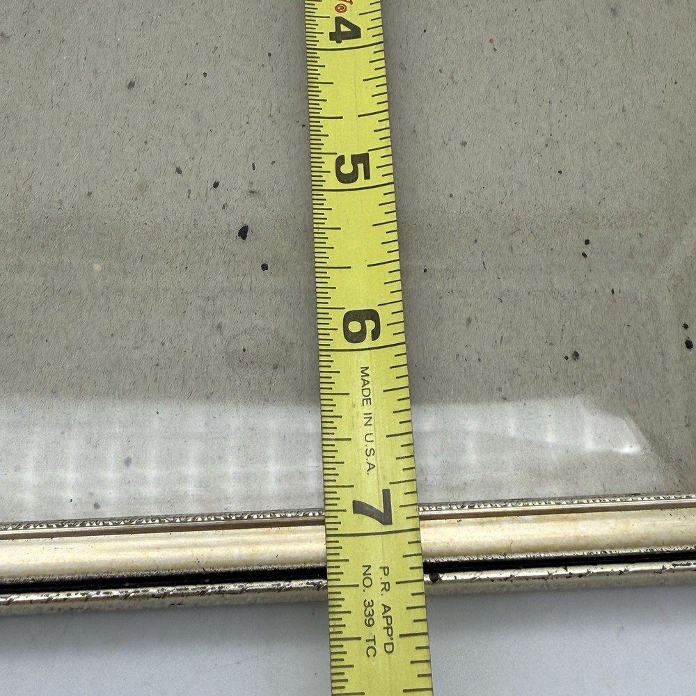 Long Rectangular Picture Frame Metal Flower Etched Sides Free Standing