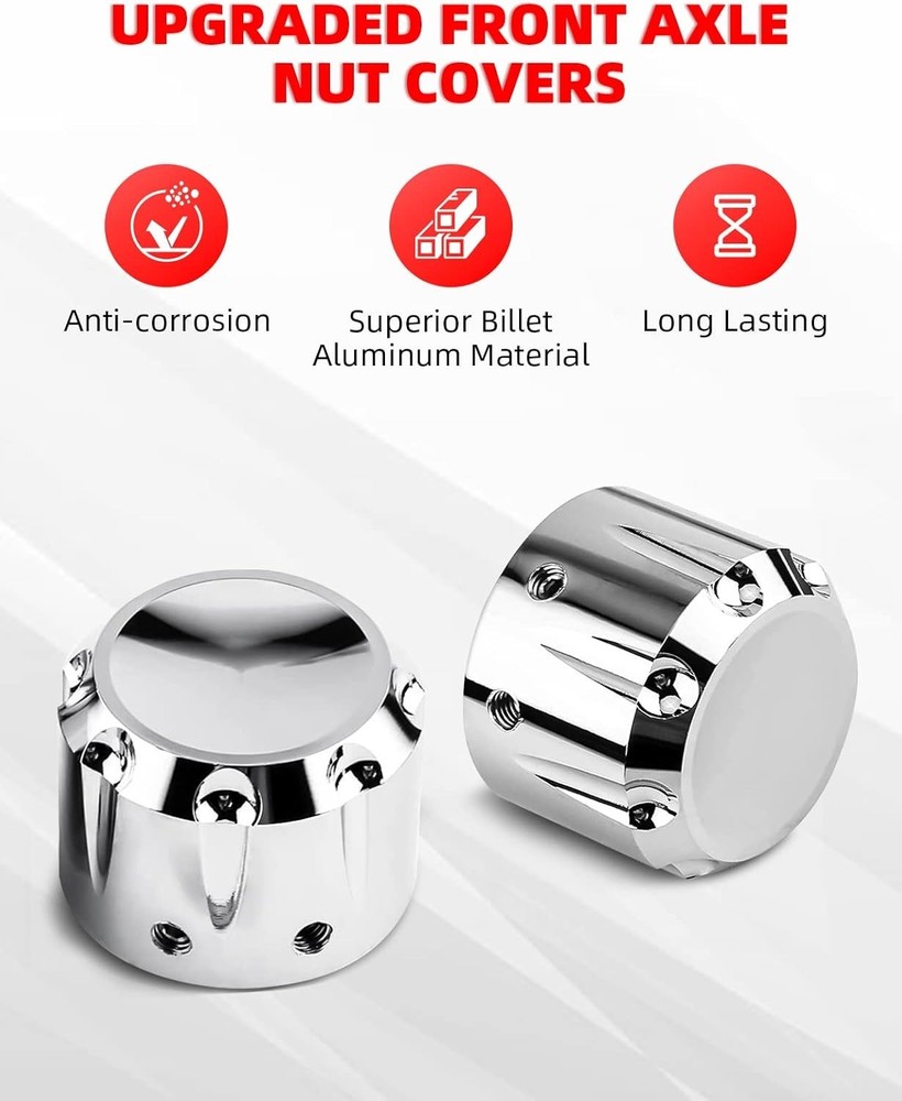 Chrome Front Axle Nut Covers Axle Nut Caps Compatible for Harley Davidson Spo...