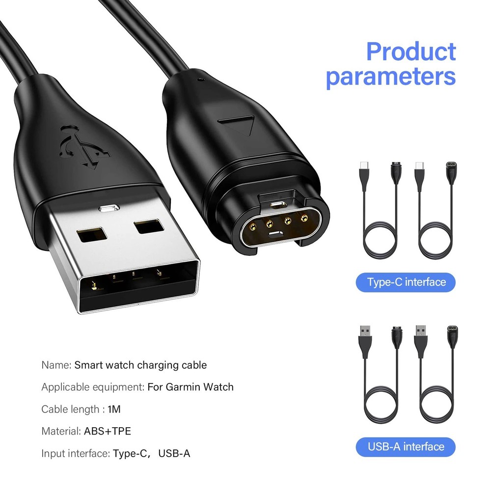 For Garmin Instinct Charger Replacement Charging Cable Cord USB