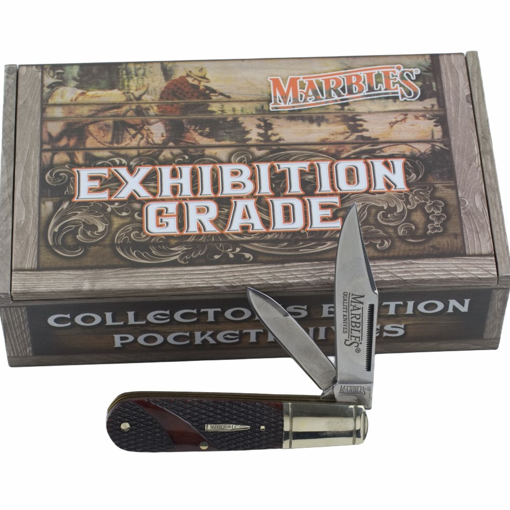 Marbles Barlow Folding Knife Brown Checkered Bone Handle MR684