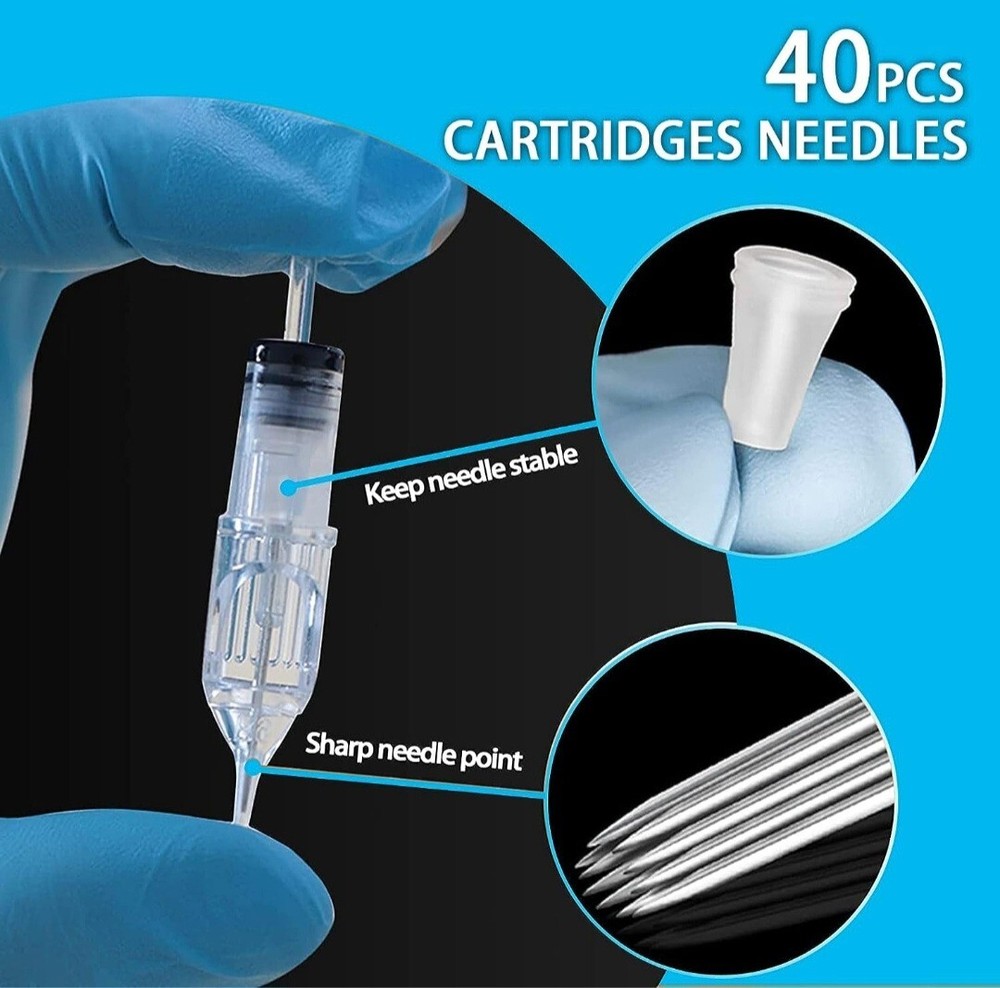 EMALLA Complete Rotary Machine Kit with Power Supply, 40Pcs Needles, Practice...